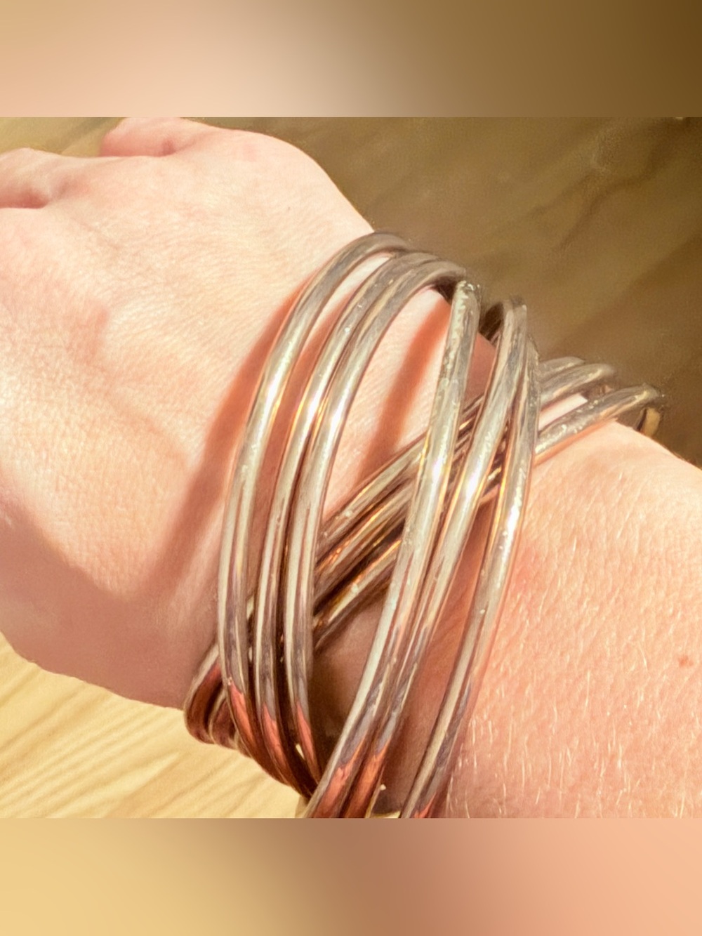 Source Unknown Multi-Row Silver Tone Wrapped Bracelet